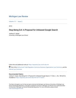 A Proposal for Unbiased Google Search