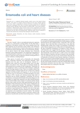 Entamoeba Coli and Heart Diseases