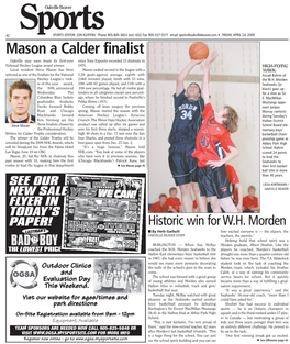 Mason a Calder Finalist Oakville May Soon Boast Its First-Ever Since Tony Esposito Recorded 15 Shutouts in National Hockey League Award Winner