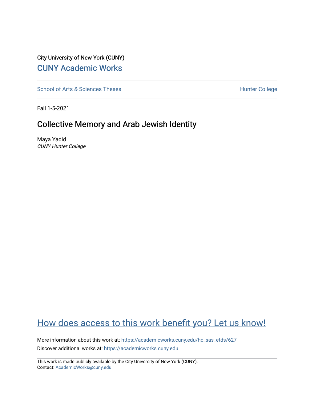 Collective Memory and Arab Jewish Identity