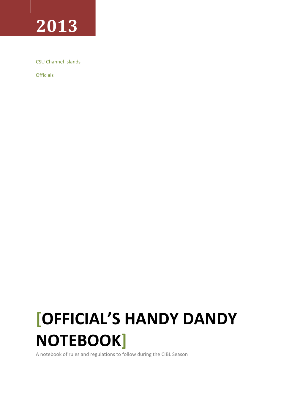 Official's Handy Dandy Notebook