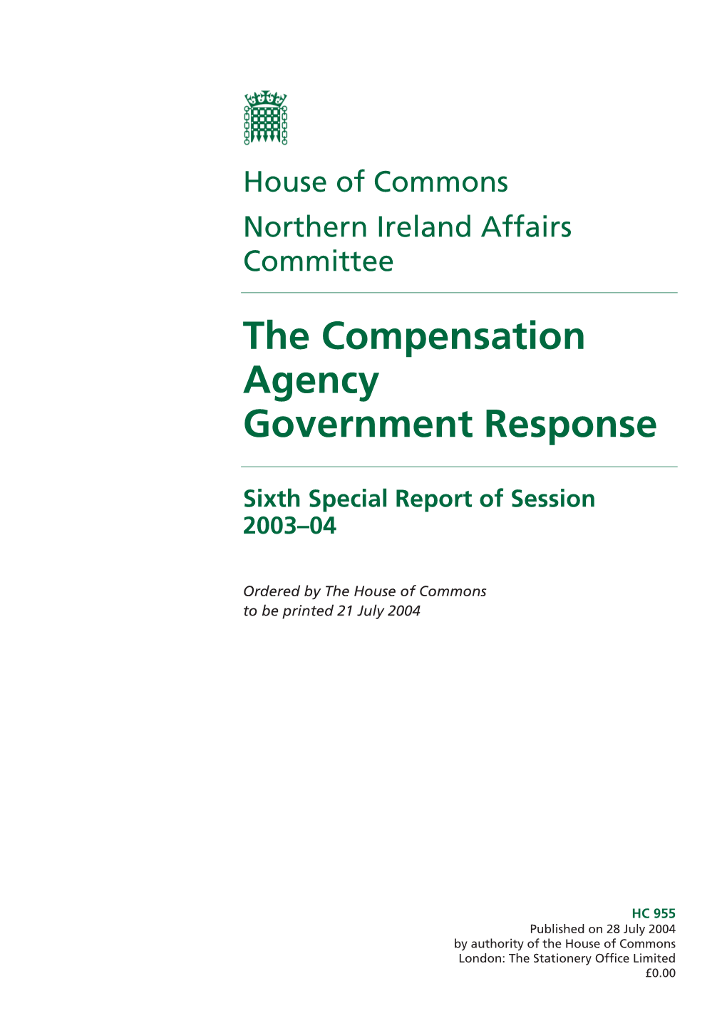 The Compensation Agency Government Response
