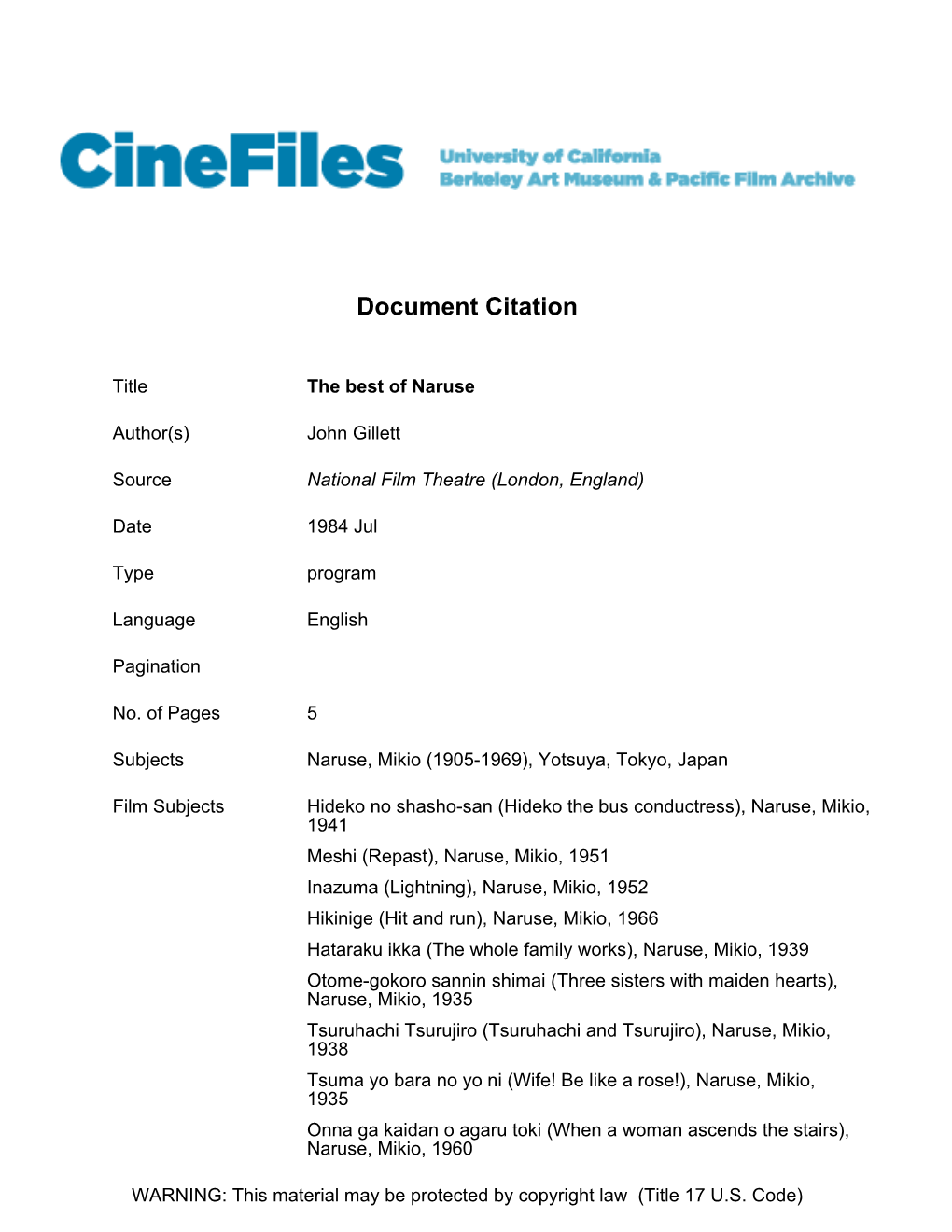 Cinefiles Document #31471