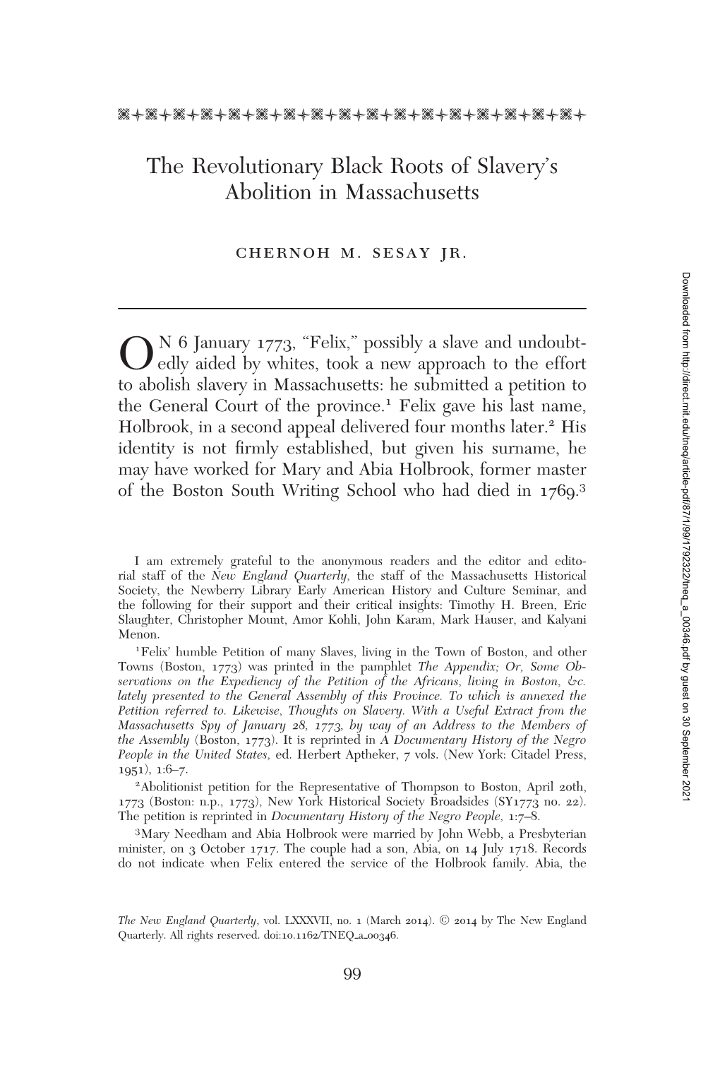 The Revolutionary Black Roots of Slavery's Abolition in Massachusetts