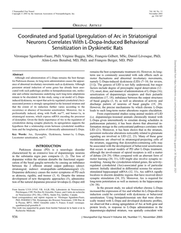 Coordinated and Spatial Upregulation of Arc in Striatonigral Neurons Correlates with L-Dopa-Induced Behavioral Sensitization in Dyskinetic Rats