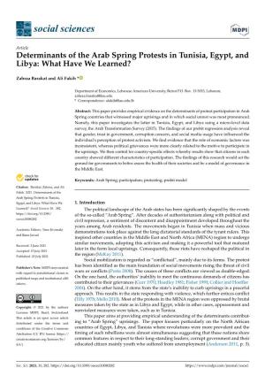 Determinants of the Arab Spring Protests in Tunisia, Egypt, and Libya: What Have We Learned?