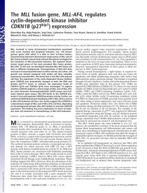 The MLL Fusion Gene, MLL-AF4, Regulates Cyclin-Dependent Kinase Inhibitor CDKN1B (P27kip1) Expression