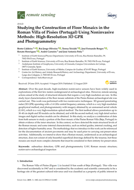 Studying the Construction of Floor Mosaics in the Roman Villa of Pisões (Portugal) Using Noninvasive Methods: High-Resolution 3D GPR and Photogrammetry