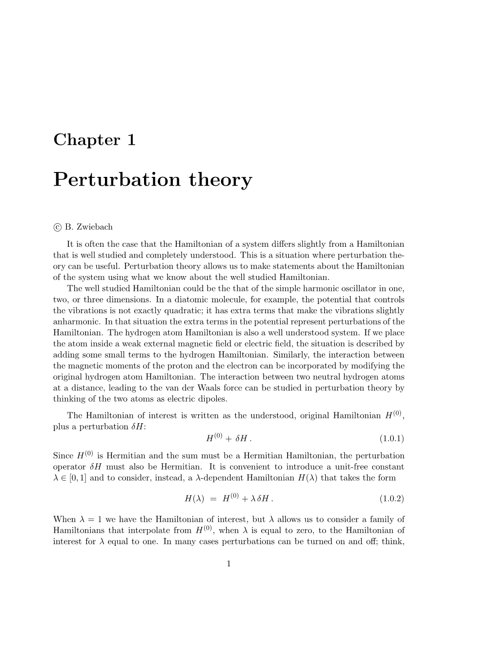 Perturbation Theory