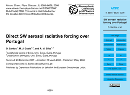 SW Aerosol Radiative Forcing Over Portugal