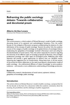 Reframing the Public Sociology Debate: Towards Collaborative
