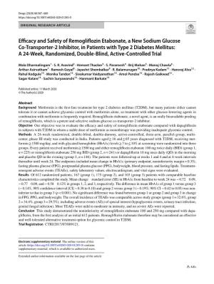 Efficacy and Safety of Remogliflozin Etabonate, a New Sodium Glucose