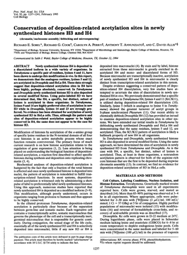 Synthesized Histones H3 and H4 (Chromatin/Nucleosome Assembly/Deblocking and Microsequencing) RICHARD E