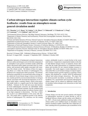 Carbon-Nitrogen Interactions Regulate Climate-Carbon Cycle Feedbacks: Results from an Atmosphere-Ocean General Circulation Model