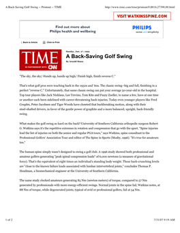 A Back-Saving Golf Swing -- Printout -- TIME