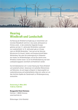 Hearing Windkraft Und Landschaft