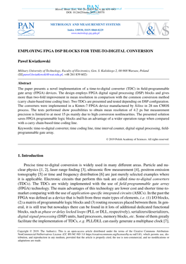 Employing Fpga Dsp Blocks for Time-To-Digital Conversion