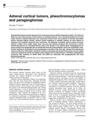 Adrenal Cortical Tumors, Pheochromocytomas and Paragangliomas