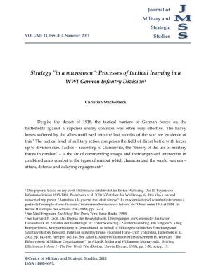 Processes of Tactical Learning in a WWI German Infantry Division1