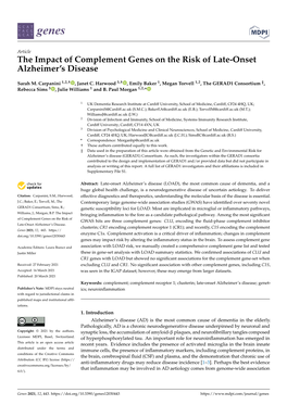 The Impact of Complement Genes on the Risk of Late-Onset Alzheimer's