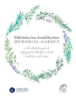 Wilhelmina Ann Arnold Barnhart Memorial Garden Brochure