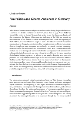 Film Policies and Cinema Audiences in Germany