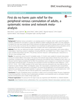 Pain Relief for the Peripheral Venous Cannulation Of