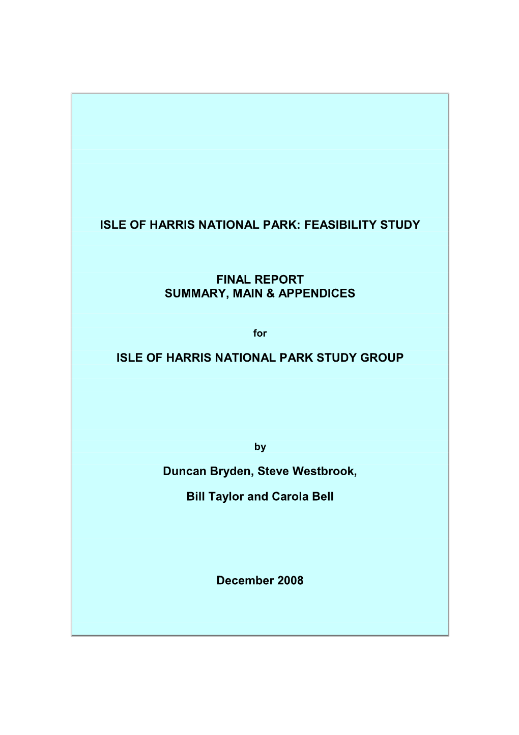 Isle of Harris National Park Feasibility Study