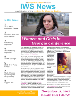 IWS News a Publication of the Institute for Women’S Studies