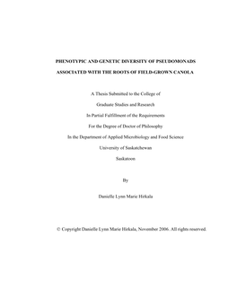 Phenotypic and Genetic Diversity of Pseudomonads