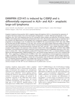 (CD147) Is Induced by C/Ebpβ and Is Differentially Expressed in ALK+