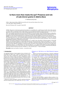 Presence and Role of Sub-Micron Grains in Debris Discs P