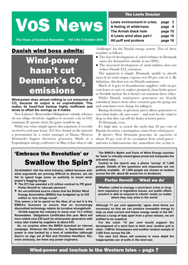 VOS News the Arnish Black Hole Page 10 a Lewis Wind Atlas Part I Page 12 the Views of Scotland Newsletter Vol 2 No 2 October 2004 All Puff and Protons Page 16