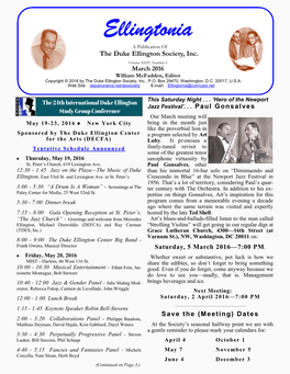 Ellingtonia a Publication of the Duke Ellington Society, Inc