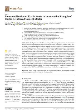 Biomineralization of Plastic Waste to Improve the Strength of Plastic-Reinforced Cement Mortar