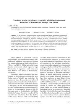 Free-Living Marine Polychaetes (Annelida) Inhabiting Hard-Bottom Substrates in Trinidad and Tobago, West Indies