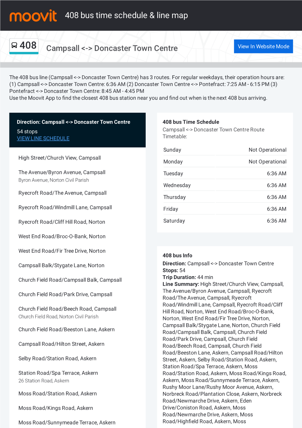 408 Bus Time Schedule & Line Route