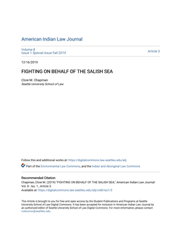 Fighting on Behalf of the Salish Sea