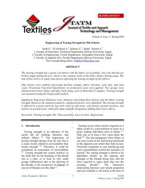 Engineering of Tearing Strength for Pile Fabrics