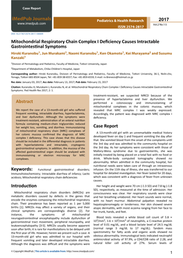 Mitochondrial Respiratory Chain Complex I Deficiency Causes