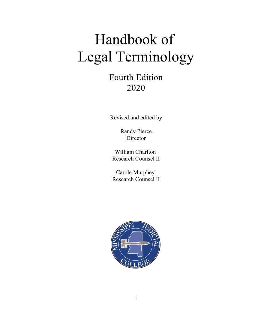 Handbook of Legal Terminology Fourth Edition 2020