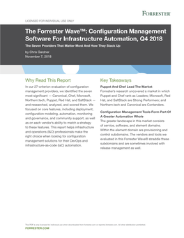 The Forrester Wave™: Configuration Management Software for Infrastructure Automation, Q4 2018