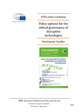 Policy Options for the Ethical Governance of Disruptive Technologies