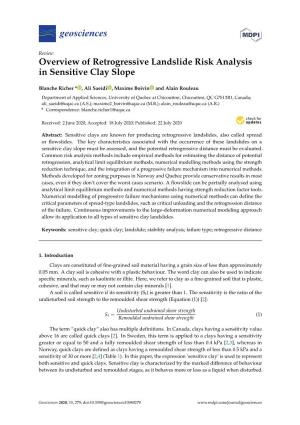 Overview of Retrogressive Landslide Risk Analysis in Sensitive Clay Slope