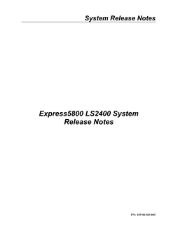 Express5800 LS2400 System Release Notes