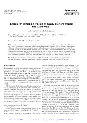 Search for Streaming Motion of Galaxy Clusters Around the Giant Void?