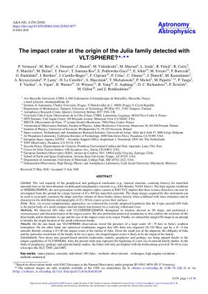 The Impact Crater at the Origin of the Julia Family Detected with VLT/SPHERE??,?? P