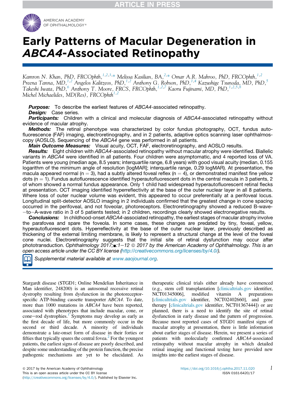 Early Patterns of Macular Degeneration in ABCA4-Associated Retinopathy