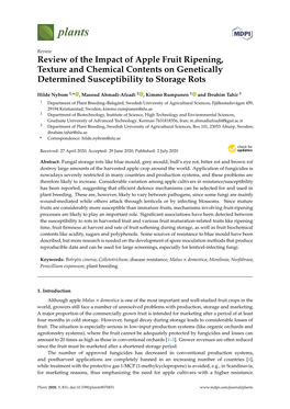 Review of the Impact of Apple Fruit Ripening, Texture and Chemical Contents on Genetically Determined Susceptibility to Storage Rots