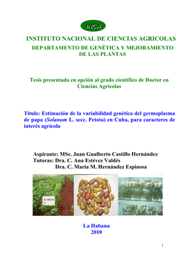 Estimación De La Variabilidad Genética Del Germoplasma De Papa (Solanum L